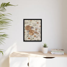 Vintage Girls Collecting Flowers Matte Canvas, Black Frame