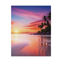 Breathtaking Sunset, Tropical Island, Palm trees Silhouetted, Colorful sky Stunning - Matte Canvas, Stretched, 0.75