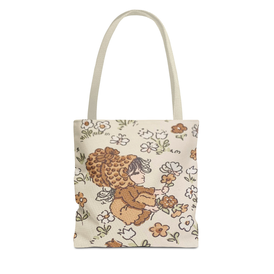 Vintage Girls Collecting Flowers Trending Tote Bag