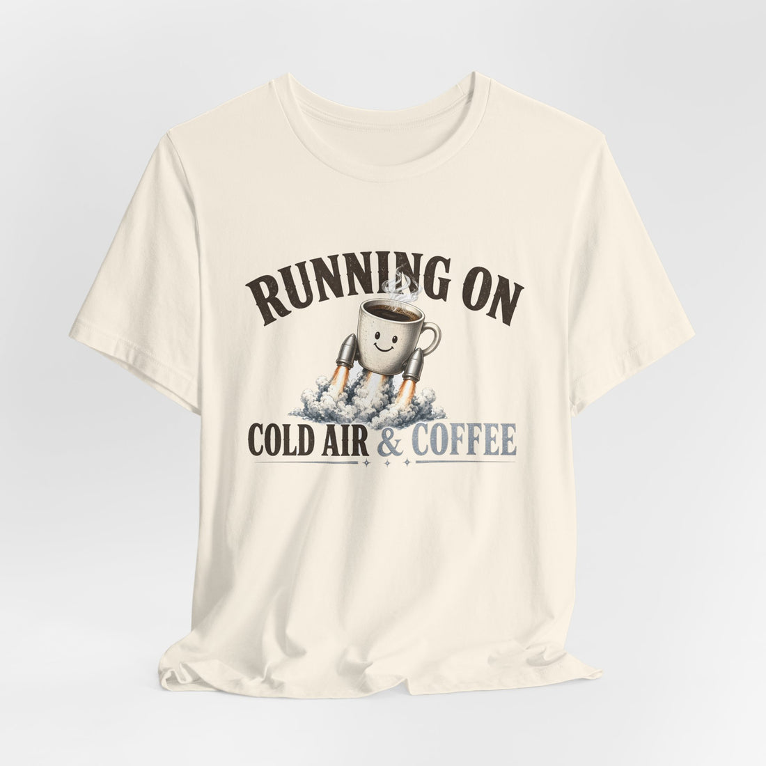 Running On Cold Air and Coffee Rocket Mug Tee
