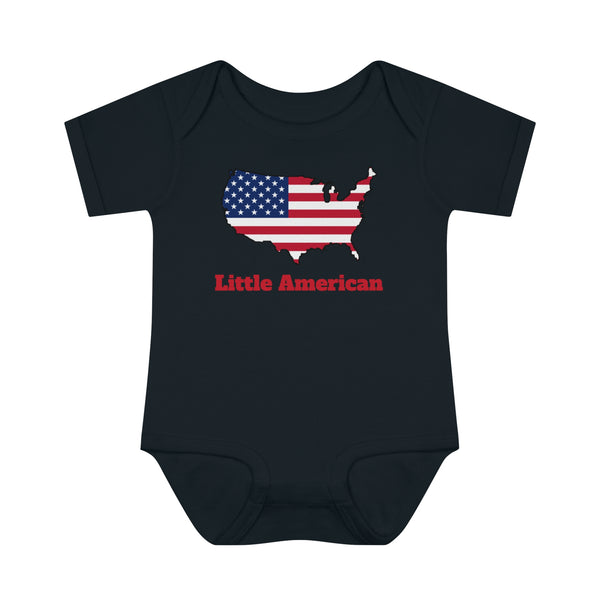 Little American USA flagged Map Infant Baby Rib Bodysuit