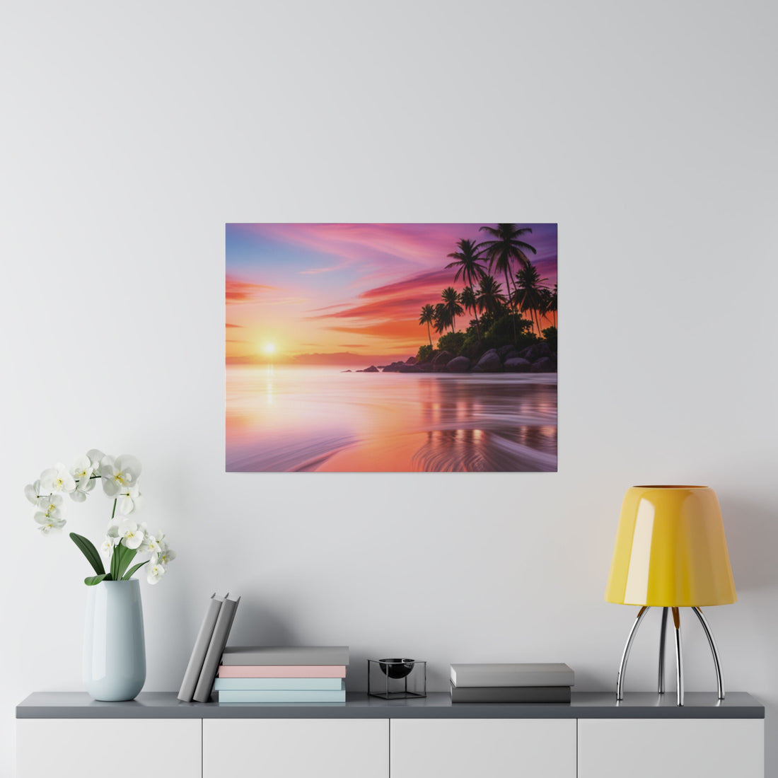 Tropical Island Sunset Matte Canvas, Stretched 0.75"