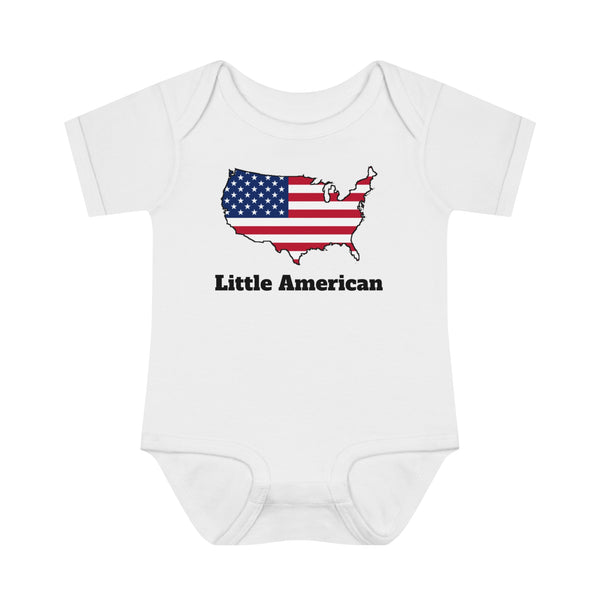 Little American USA flagged Map Infant Baby Rib Bodysuit