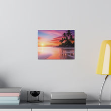 Breathtaking Sunset, Tropical Island, Palm trees Silhouetted, Colorful sky Stunning - Matte Canvas, Stretched, 0.75