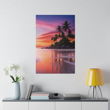Breathtaking Sunset, Tropical Island, Palm trees Silhouetted, Colorful sky Stunning - Matte Canvas, Stretched, 0.75