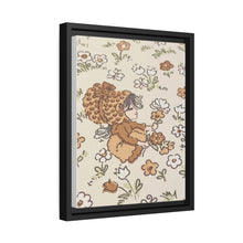Vintage Girls Collecting Flowers Matte Canvas, Black Frame