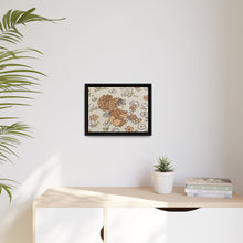 Vintage Girls Collecting Flowers Matte Canvas, Black Frame