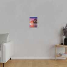 Breathtaking Sunset, Tropical Island, Palm trees Silhouetted, Colorful sky Stunning - Matte Canvas, Stretched, 0.75