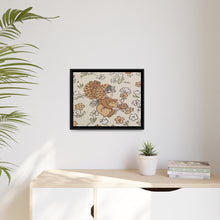 Vintage Girls Collecting Flowers Matte Canvas, Black Frame