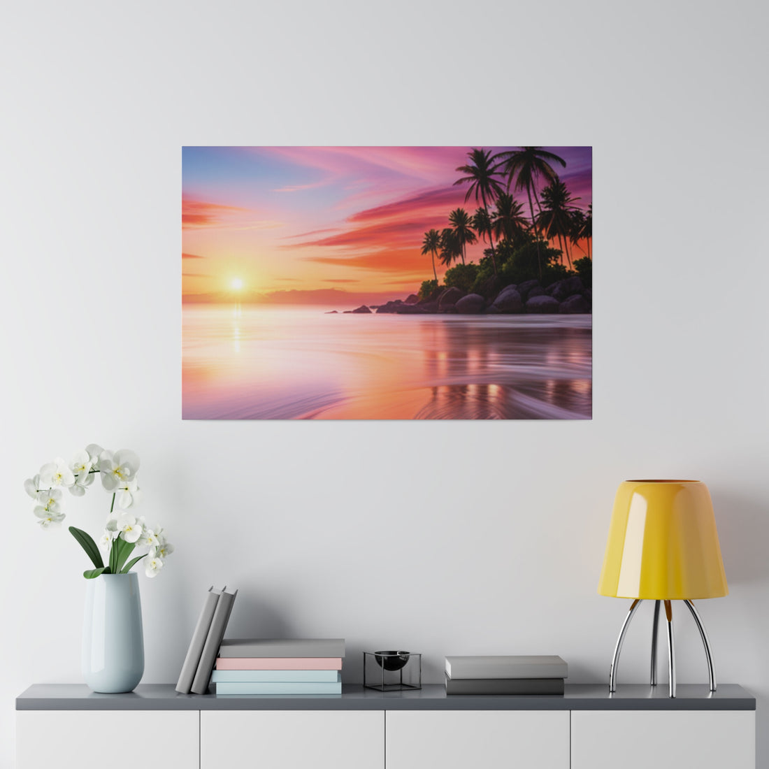 Tropical Island Sunset Matte Canvas, Stretched 0.75"